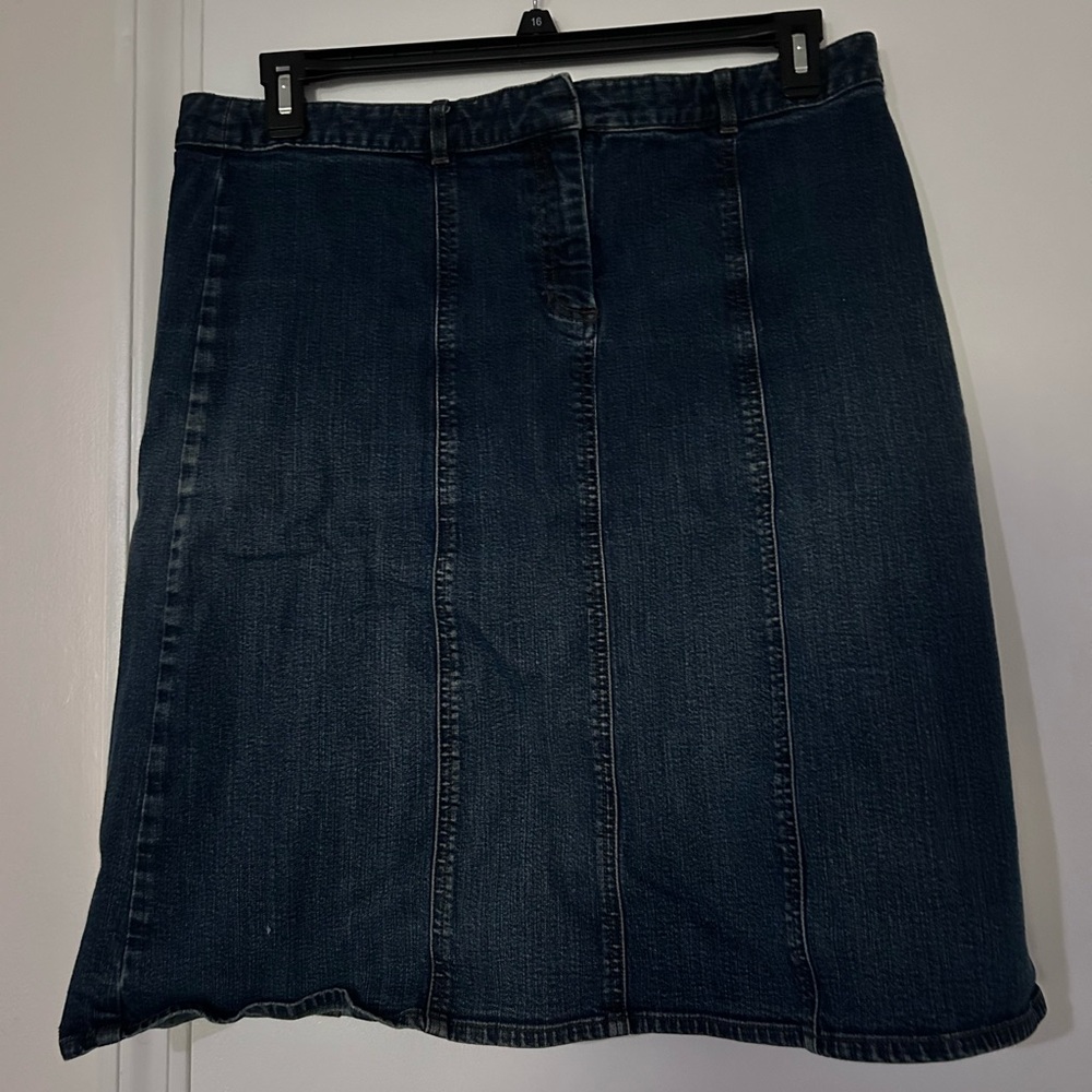 Geoffrey Beene Dark Blue Denim Midi Skirt